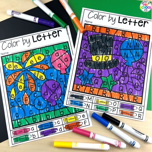 New year color by letter plus more New Year activities and centers for preschool, pre-k, and kindergarten students.