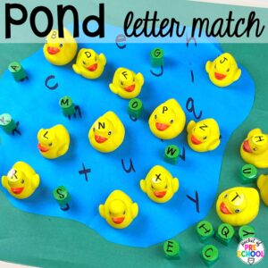 Pond letter mats plus more ideas for your spring butcher paper activities for math, literacy, and writing skills for preschool, pre-k, and kindergarten students.
