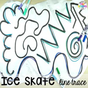 Ice skate line trace and more ideas for winter butcher paper activities for preschool, pre-k, and kindergarten students.
