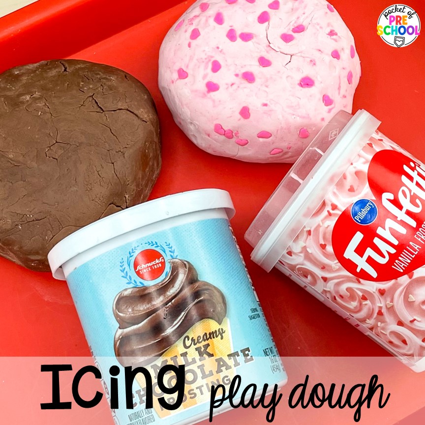 Make Valentine's icing play dough for the perfect sensory play option for preschool, pre-k, and kindergarten students.