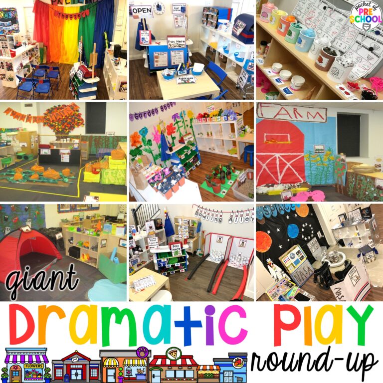 Check out this giant dramatic play round-up of my favorite pretend center ideas for preschool, pre-k, and kindergarten.