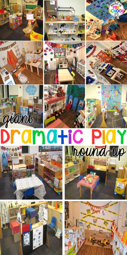 Check out this giant dramatic play round-up of my favorite pretend center ideas for preschool, pre-k, and kindergarten.