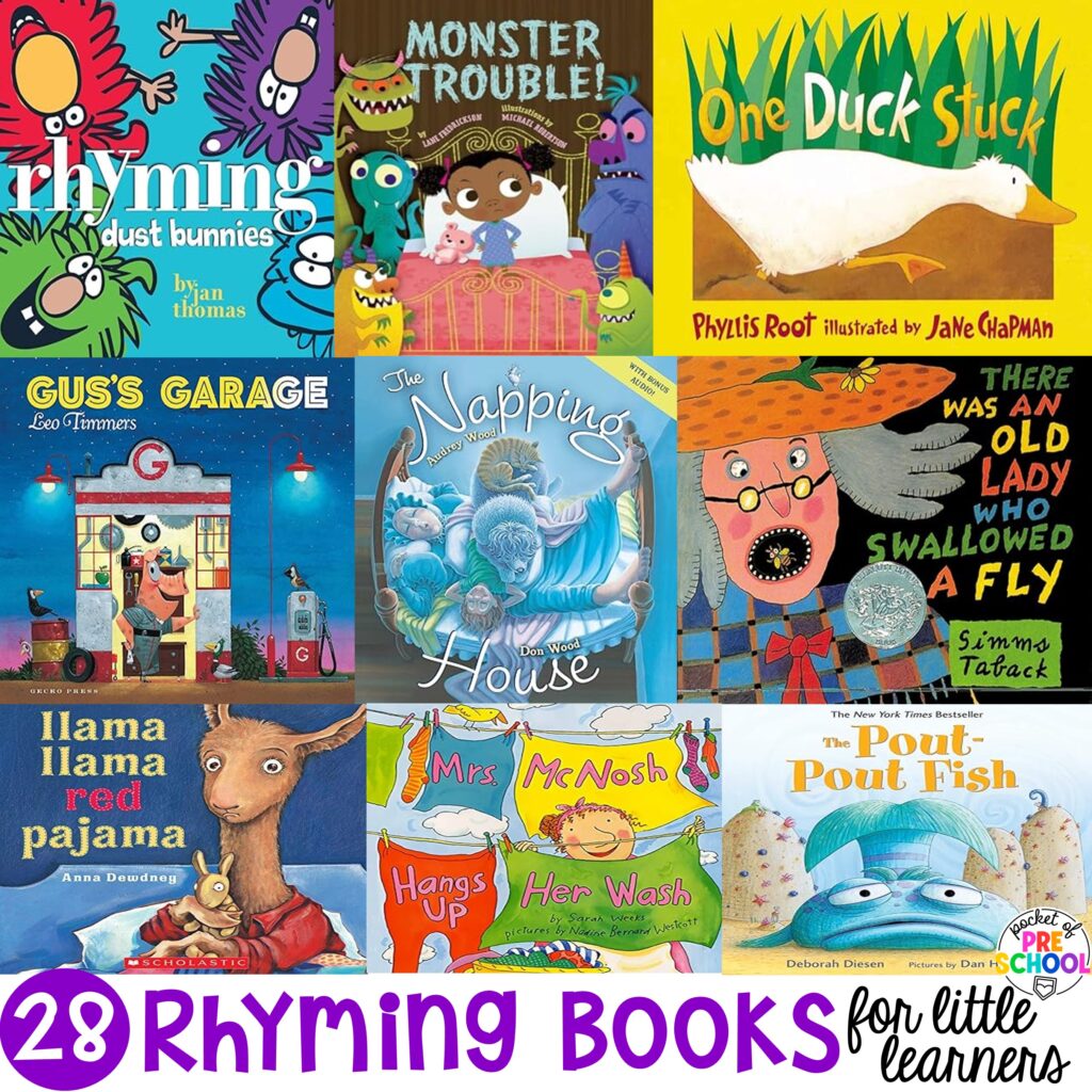 28 rhyming books for little learners that are engaging and lend themselves to lessons on rhymes.