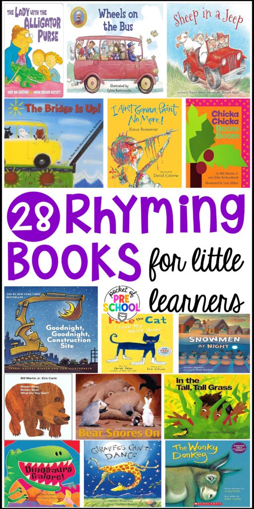 28 rhyming books for little learners that are engaging and lend themselves to lessons on rhymes.