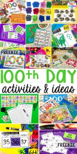 100th day activities for preschool, pre-k, and kindergarten students to count, explore, and practice numbers to 100.