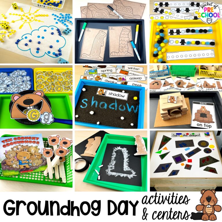 Groundhog Day Centers and Activities for Preschool, Pre-k, and Kindergarten