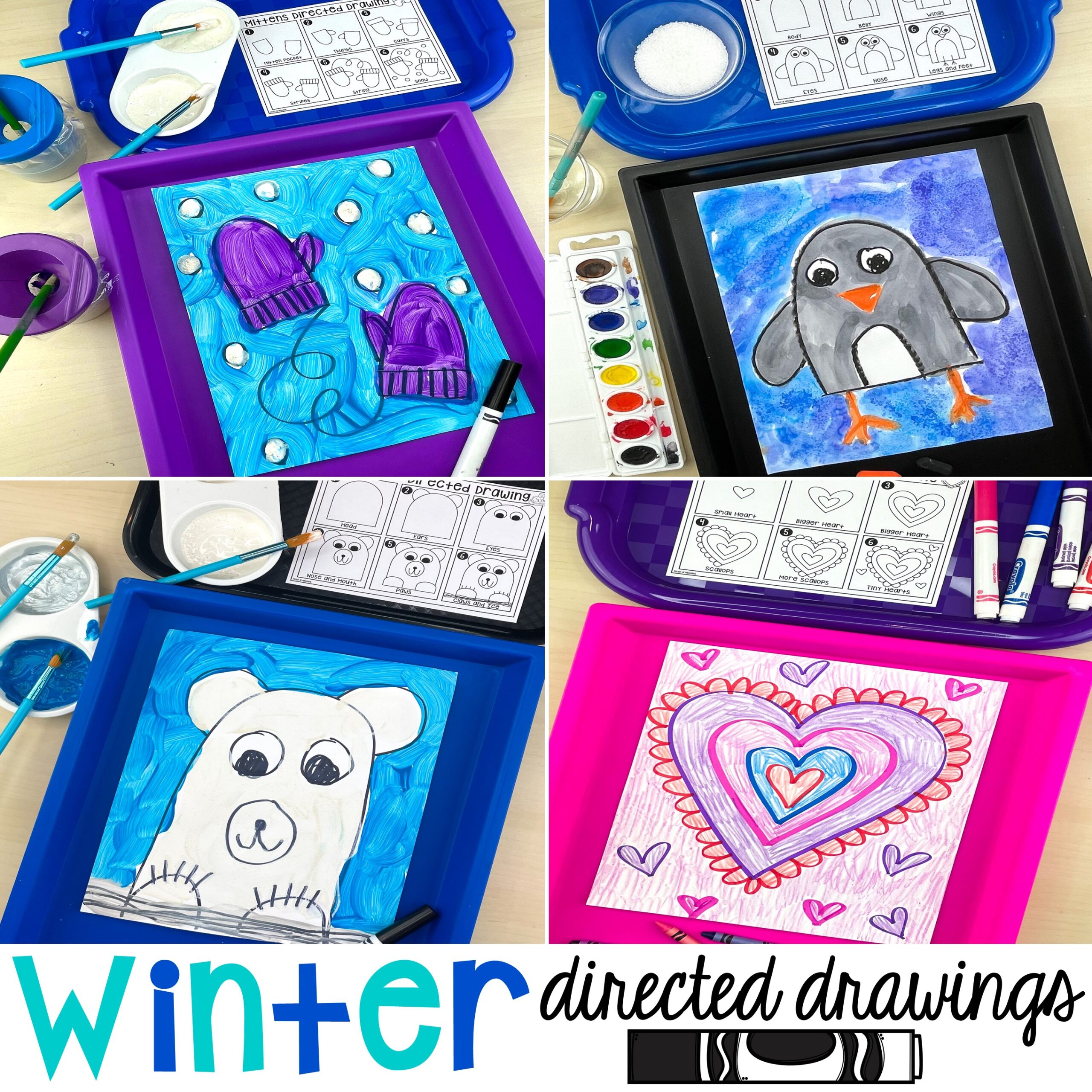 All about winter directed drawings and how to use them in your preschool, pre-k, and kindergarten classroom.
