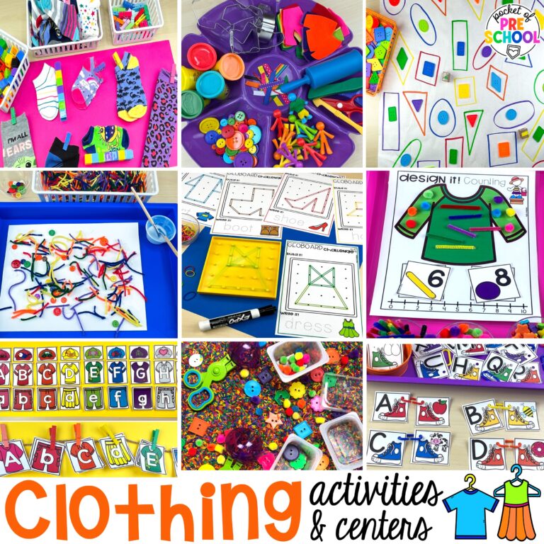 Clothing Activities and Centers for Preschool, Pre-k, and Kindergarten