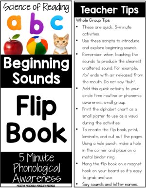 Practice beginning sounds and onsets with these quick, 5-minute activities for preschool, pre-k, and kindergarten students. This is Science of Reading aligned.