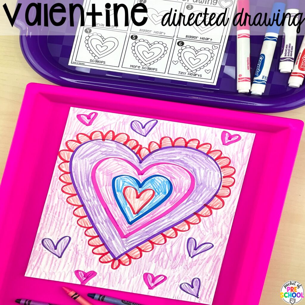Valentine directed drawing plus more about winter directed drawings and how to use them in your preschool, pre-k, and kindergarten classroom.