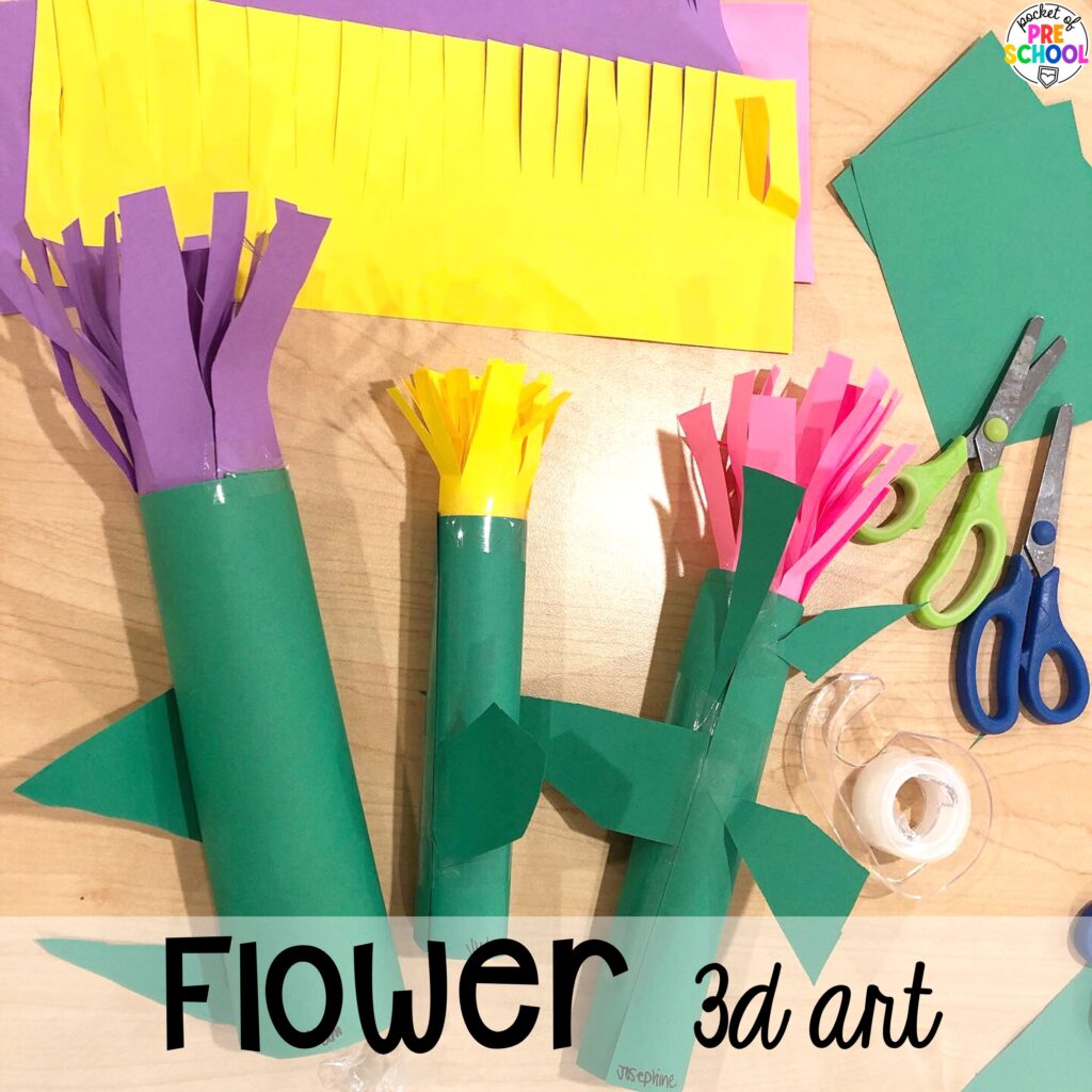 Flower 3D art plus more spring art activities to brighten your preschool, pre-k, and kindergarten rooms.