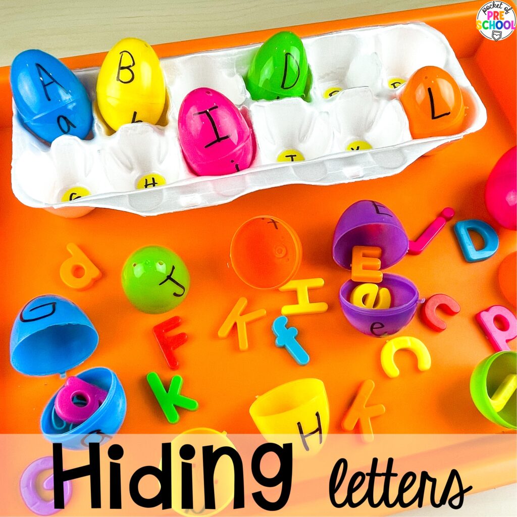 Hiding letters plus more Easter-themed centers and activities that are sure to egg-cite your preschool, pre-k, and kindergarten students!