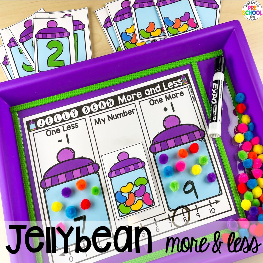 Jellybean more & less plus more Easter-themed centers and activities that are sure to egg-cite your preschool, pre-k, and kindergarten students!