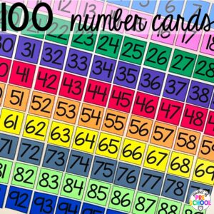 100 number cards plus more 100th day activities for preschool, pre-k, and kindergarten students to count, explore, and practice numbers to 100.