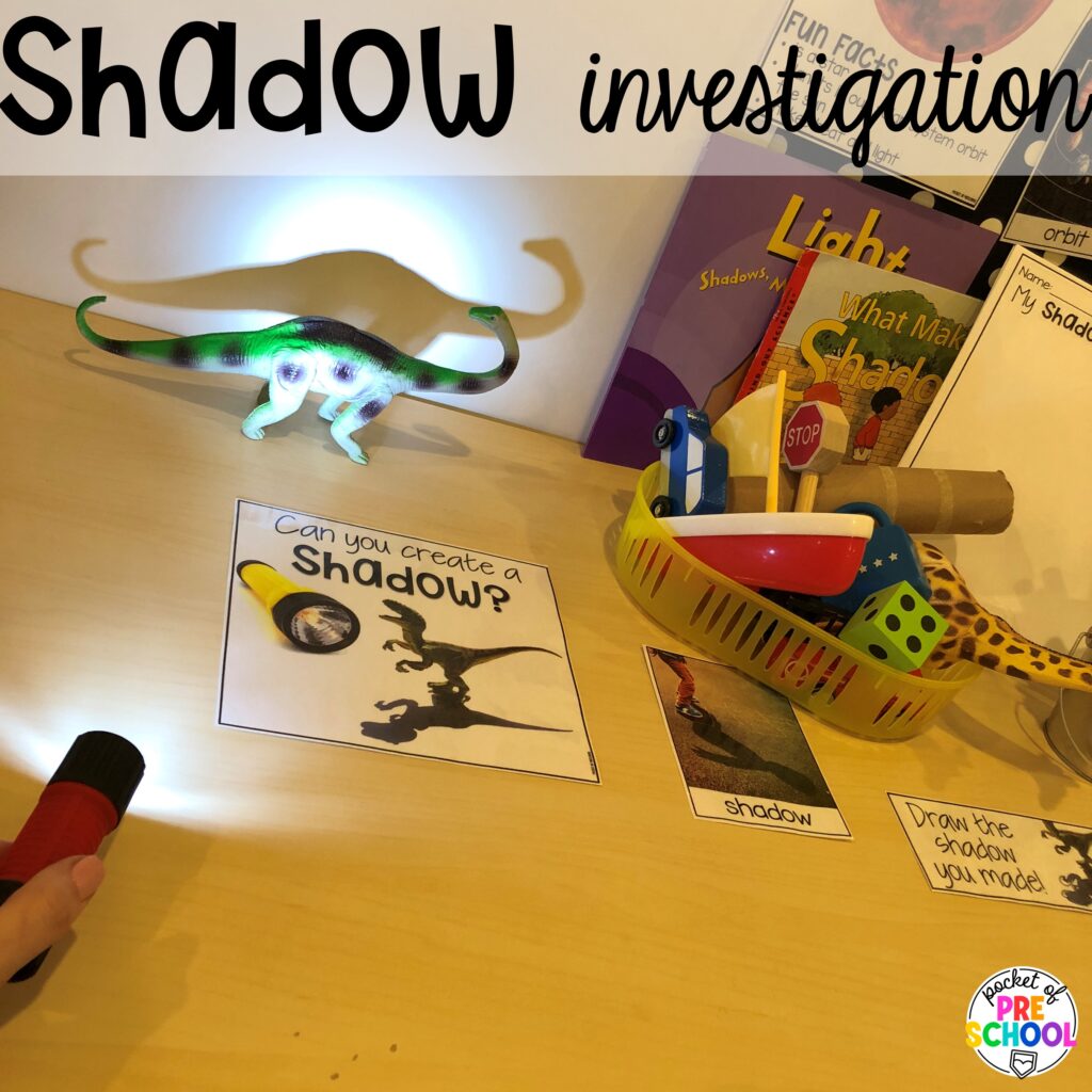Shadow investigation plus more Groundhog Day Activities and Centers for math, literacy, fine motor, science, and more for preschool, pre-k, and kindergarten students.