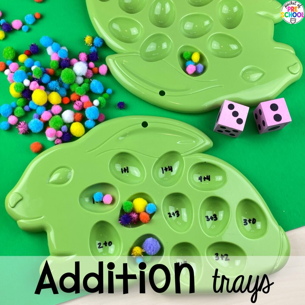 Addition trays plus more Easter-themed centers and activities that are sure to egg-cite your preschool, pre-k, and kindergarten students!