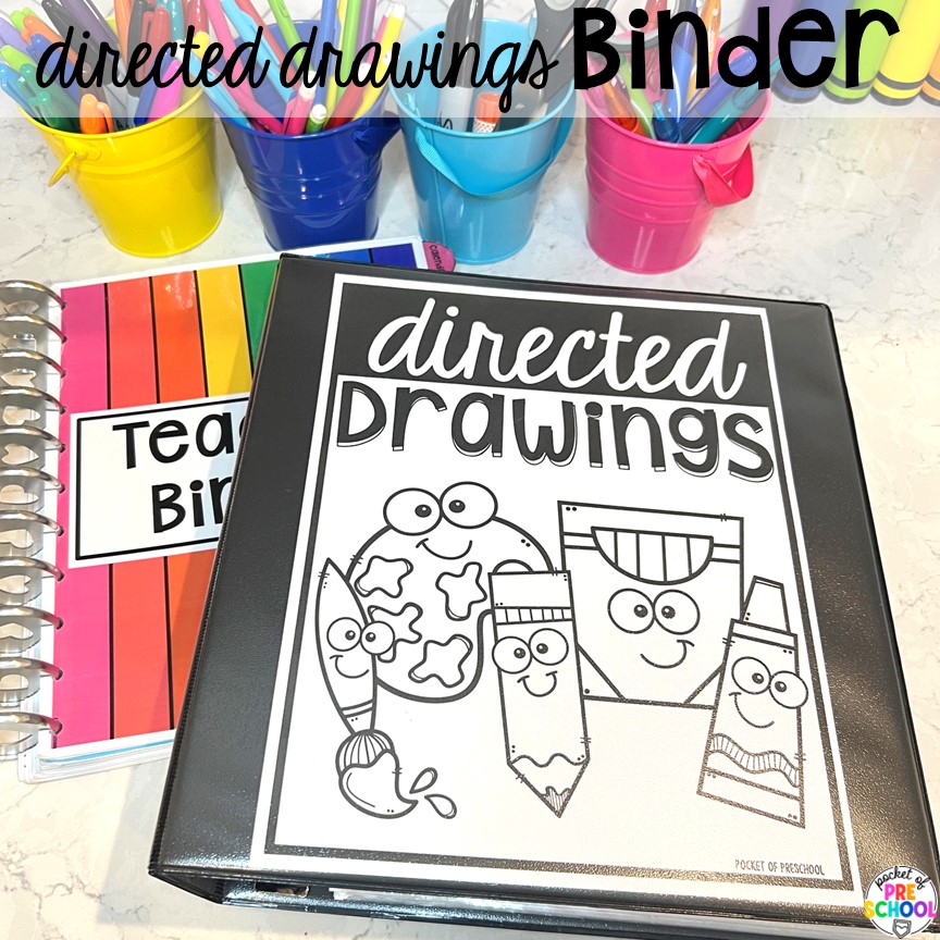 Directed drawings binder and learn how to use directed drawings and the benefits of them in the preschool, pre-k, and kindergarten classroom.
