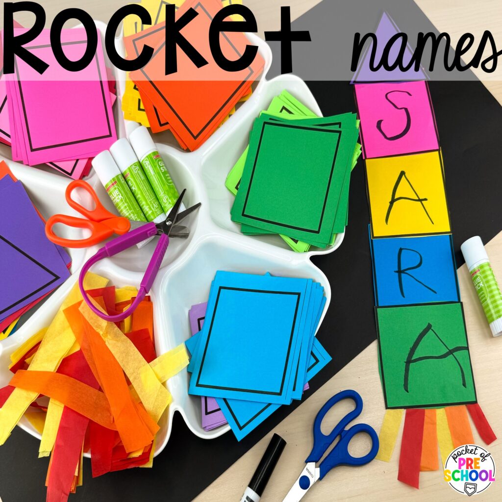 Rocket names and more space activities and center ideas for preschool, pre-k, and kindergarten to blast off their learning potential!