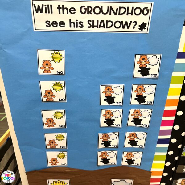 Math and literacy centers with a cute Groundhog Day theme designed for preschool, pre-k, and kindergarten students.