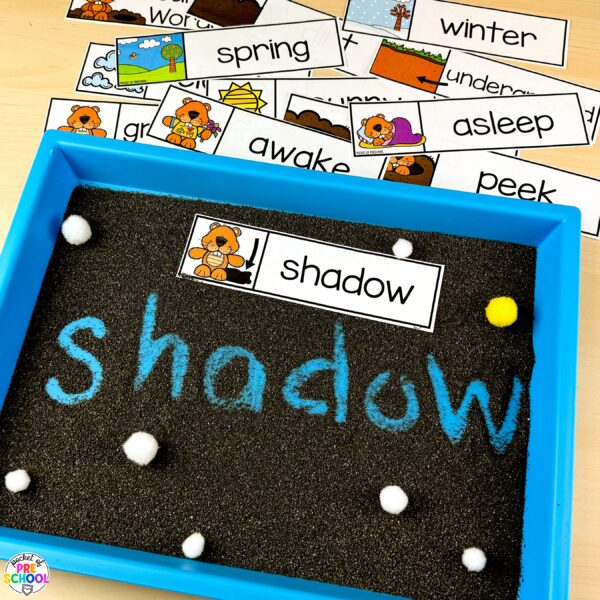 Math and literacy centers with a cute Groundhog Day theme designed for preschool, pre-k, and kindergarten students.