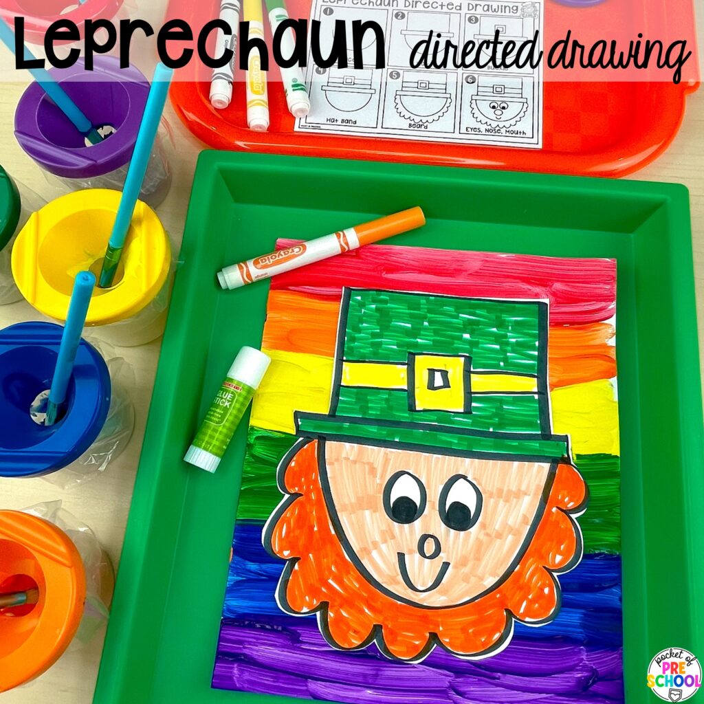 Leprechaun directed drawing plus more spring directed drawings and how to use them in your preschool, pre-k, and kindergarten classroom.