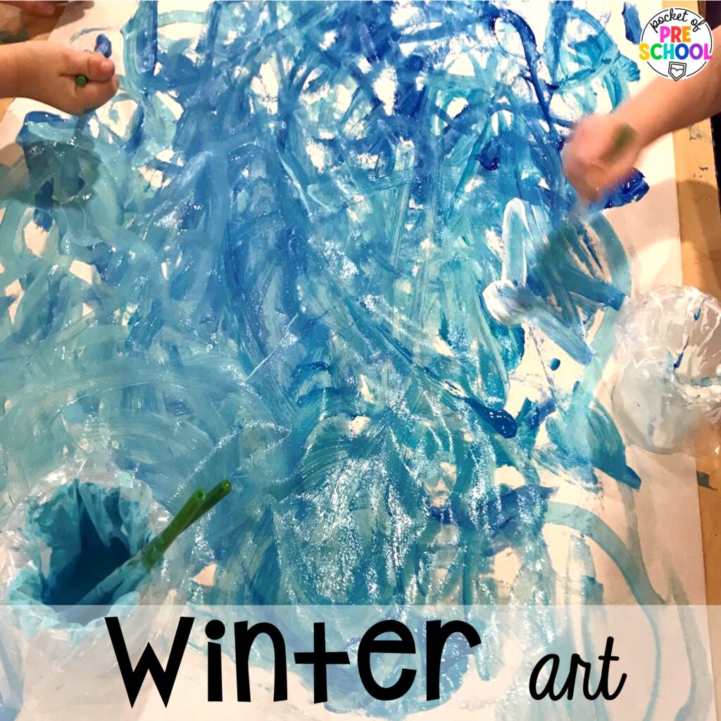 Winter art plus more winter art activities to occupy your preschool, pre-k, and kindergarten students during the long winter months.