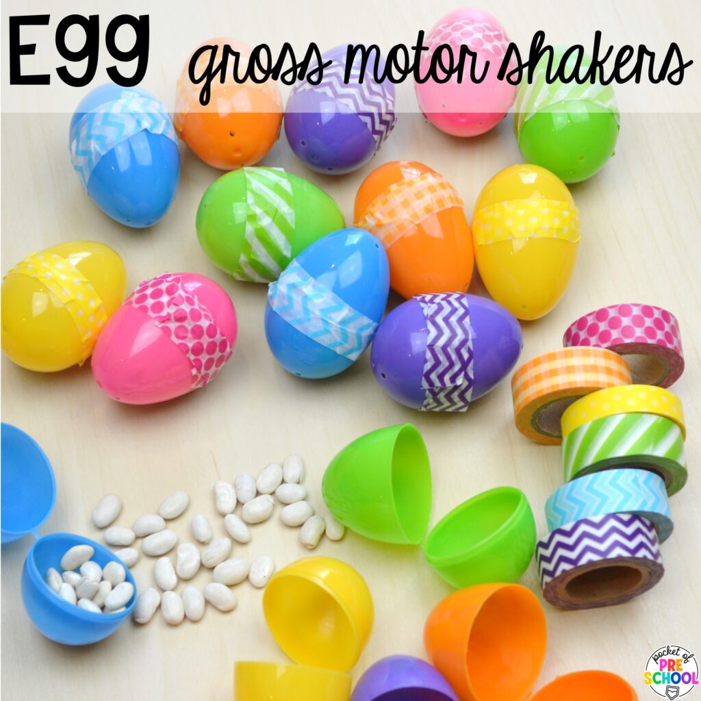 Egg gross motor shakers plus more Easter-themed centers and activities that are sure to egg-cite your preschool, pre-k, and kindergarten students!