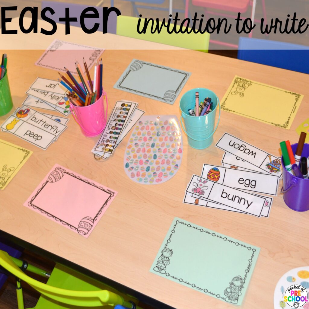 Easter invitation to write plus more Easter-themed centers and activities that are sure to egg-cite your preschool, pre-k, and kindergarten students!