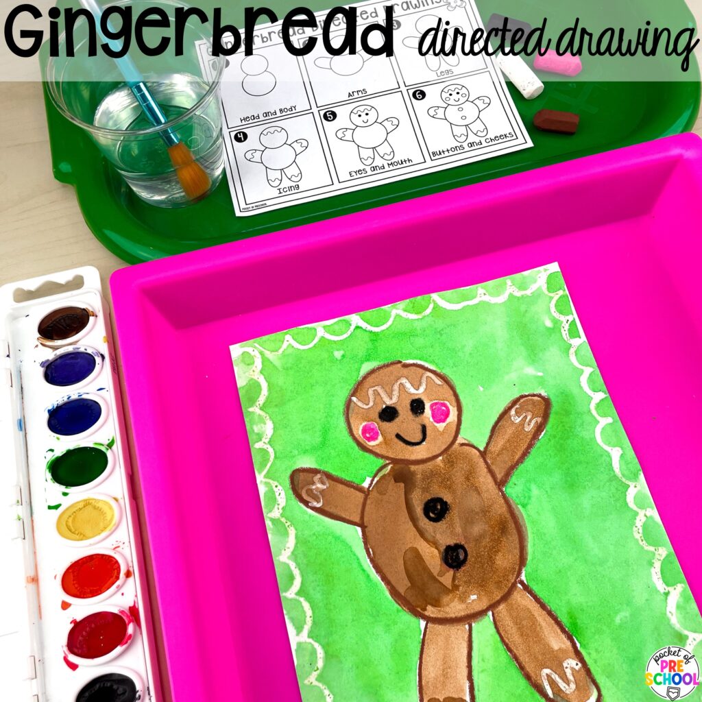 Gingerbread directed drawing plus more about winter directed drawings and how to use them in your preschool, pre-k, and kindergarten classroom.