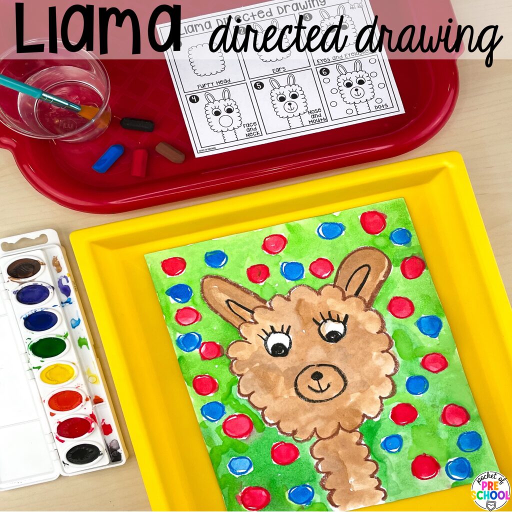 Llama directed drawing plus more book buddies directed drawings and how to use them in your preschool, pre-k, and kindergarten classroom.