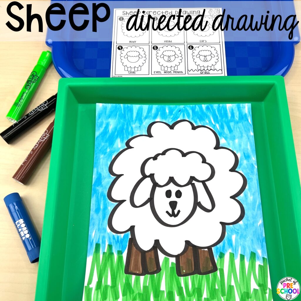 Sheep directed drawing plus more animal directed drawings and how to use them in your preschool, pre-k, and kindergarten classroom.