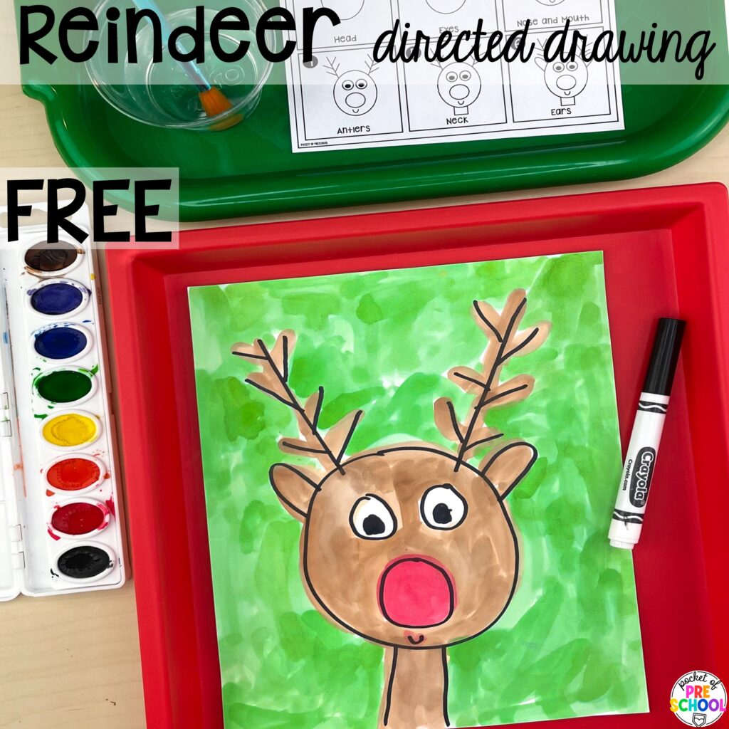 Reindeer directed drawing plus more about winter directed drawings and how to use them in your preschool, pre-k, and kindergarten classroom.
