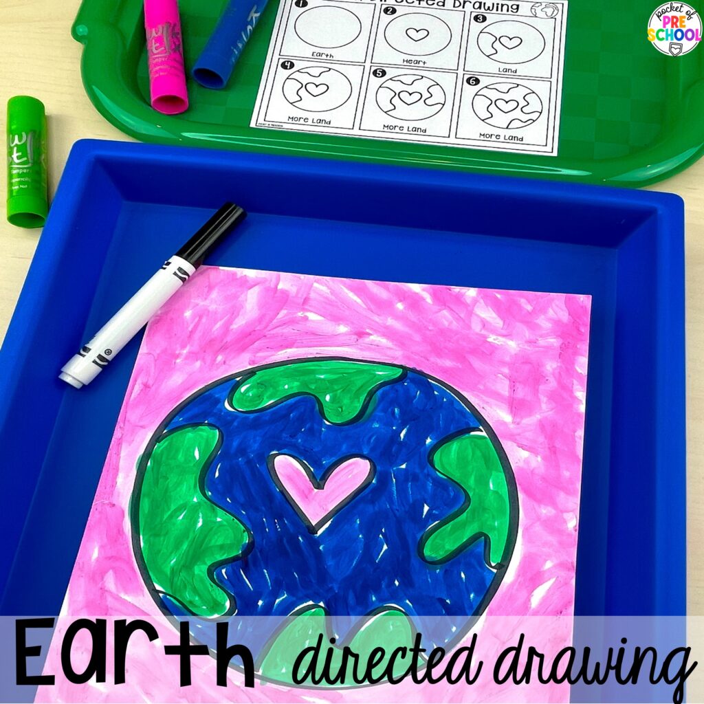 Earth directed drawing plus more spring directed drawings and how to use them in your preschool, pre-k, and kindergarten classroom.