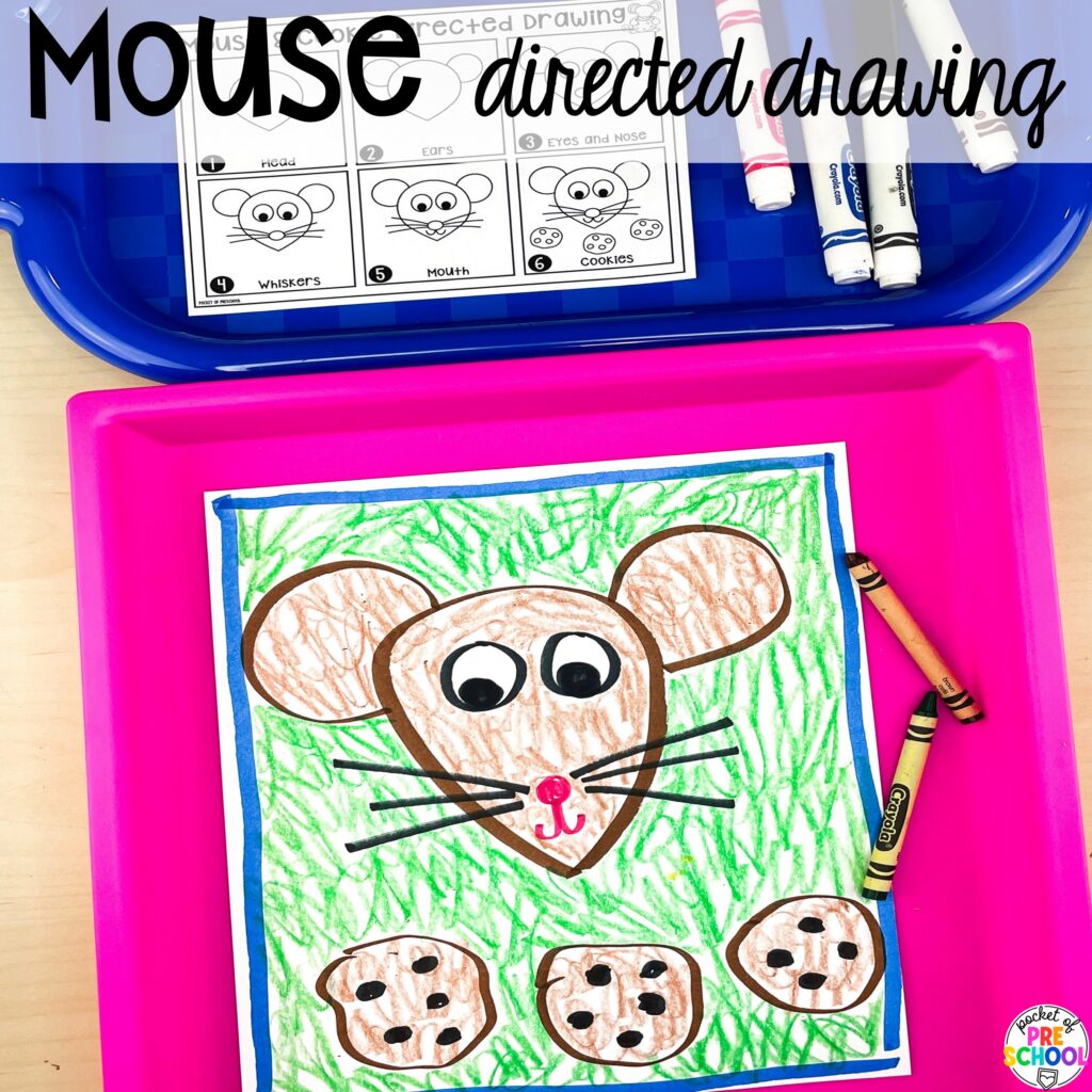 Mouse directed drawing plus more book buddies directed drawings and how to use them in your preschool, pre-k, and kindergarten classroom.