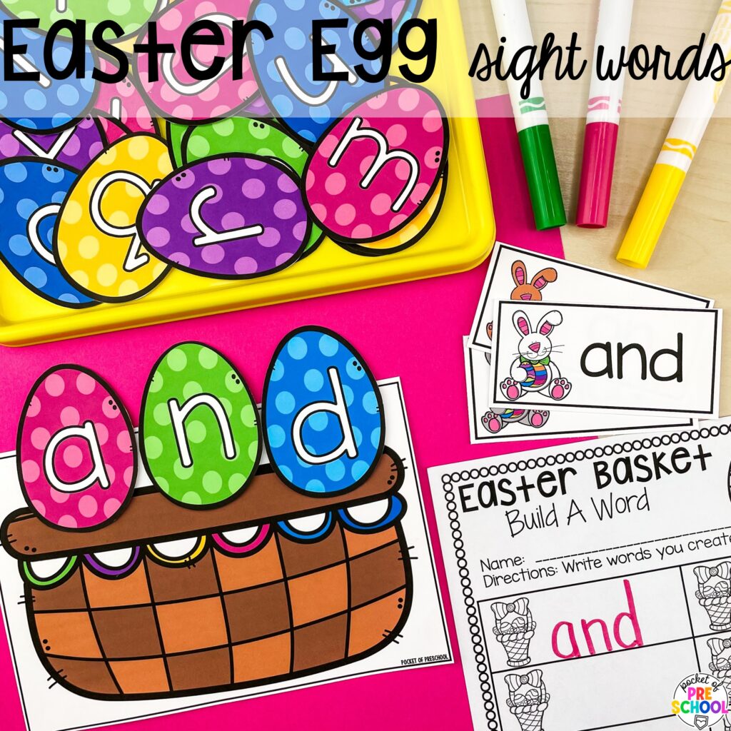 Easter egg sight words plus more Easter-themed centers and activities that are sure to egg-cite your preschool, pre-k, and kindergarten students!