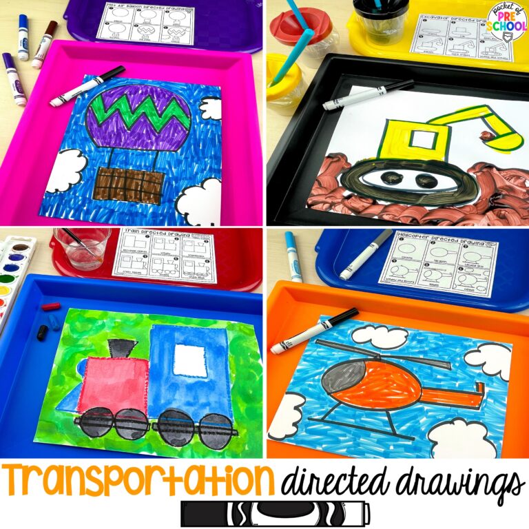 8 Transportation Directed Drawings for Preschool, Pre-k, & Kindergarten