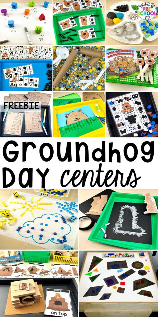 Groundhog Day Activities and Centers for math, literacy, fine motor, science, and more for preschool, pre-k, and kindergarten students.