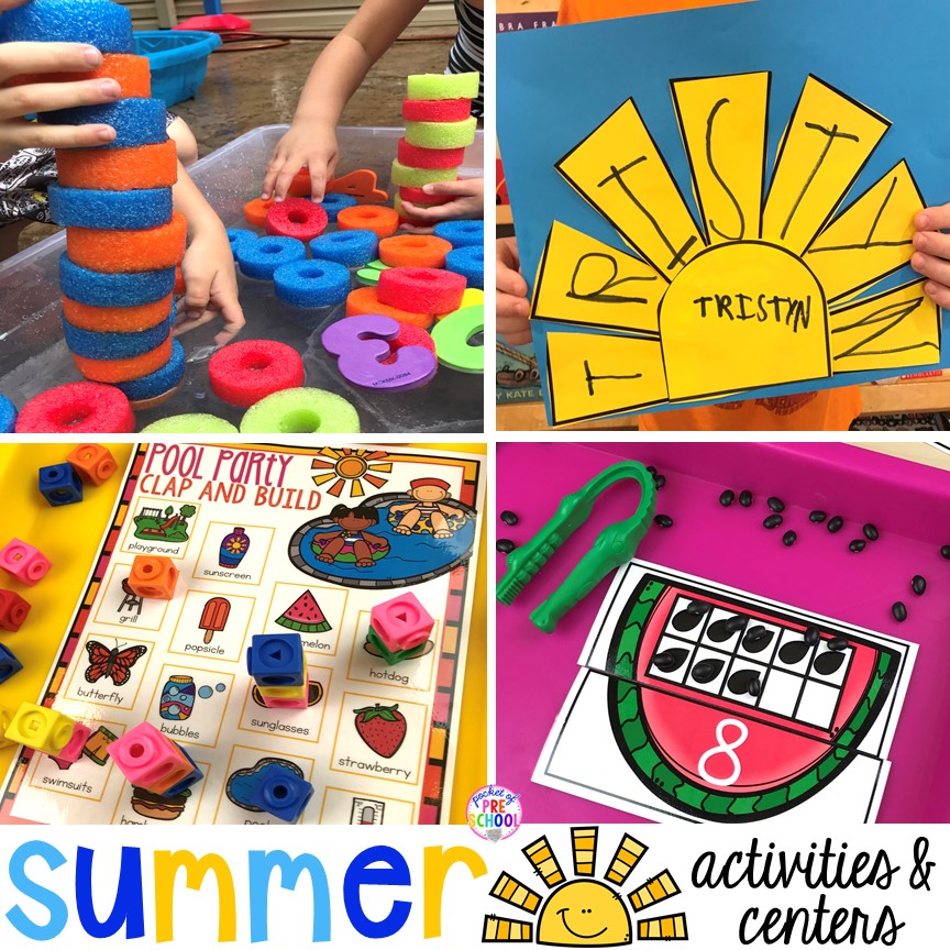 Summer centers and activities for preschool, pre-k, and kindergarten students.