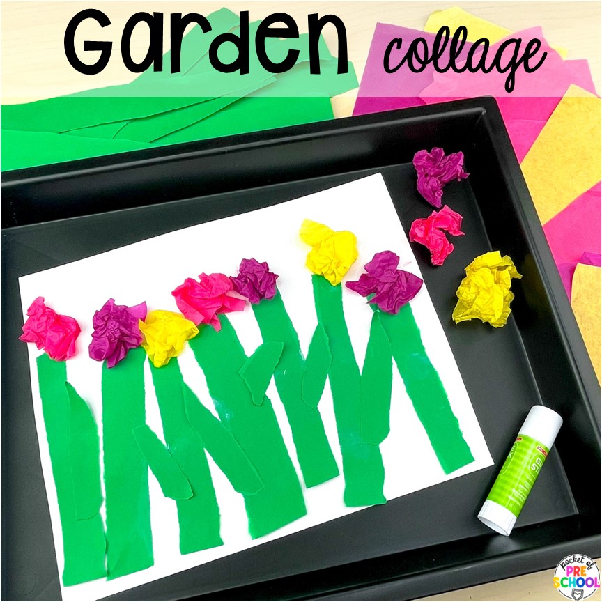 Garden Collage! The perfect activities for a plant or spring theme for preschool, pre-k, and kindergarten students. 
