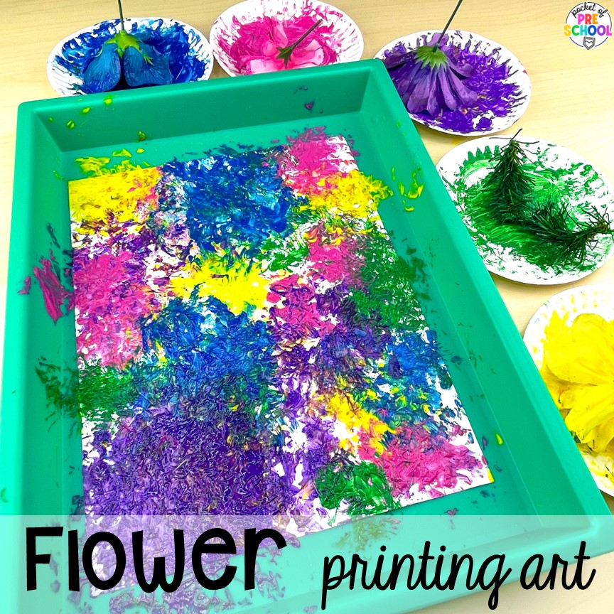 Flower Printing Art! Plant activities for preschool, pre-k, and kindergarten students to learn and grow this spring or summer. 