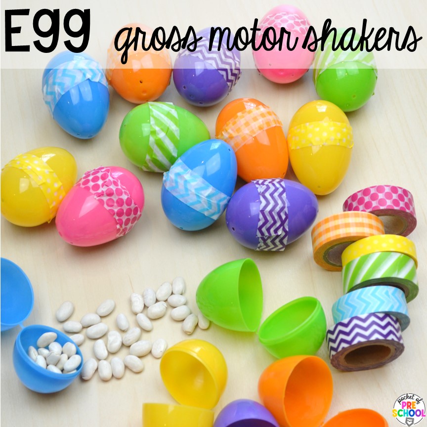 Egg shakers for music and movement time or to make circle time more active. Plsu tons of Plastic Egg Activities, for the whole year, that are perfect for preschool, pre-k, or kindergarten students.