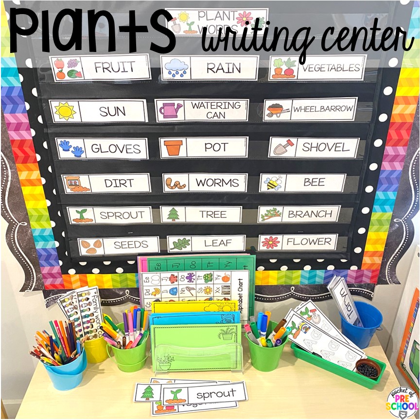 Plants Writing Center! Plant activities for preschool, pre-k, and kindergarten students to learn and grow this spring or summer.