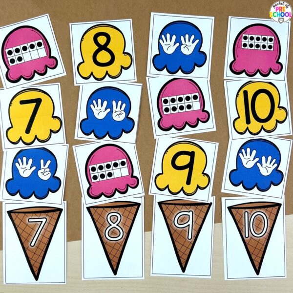 Ice cream centers for math, literacy, & fine motor designed preschool, pre-k, and kindergarten students.