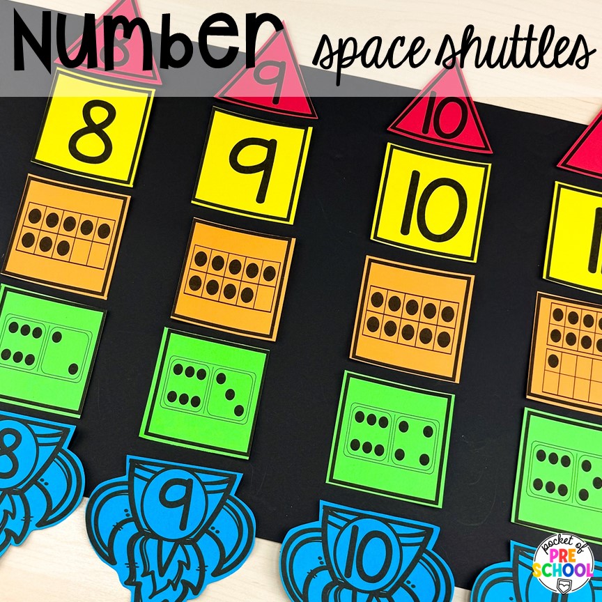 Number space shuttles! Get ready for the solar eclipse with these engaging ideas for your preschool, pre-k, and kindergarten classrooms.