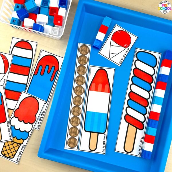 USA activities and centers for preschool, pre-k, and kindergarten students. These are perfect for President's Day, 4th of July, election time, or Veteran's Day.