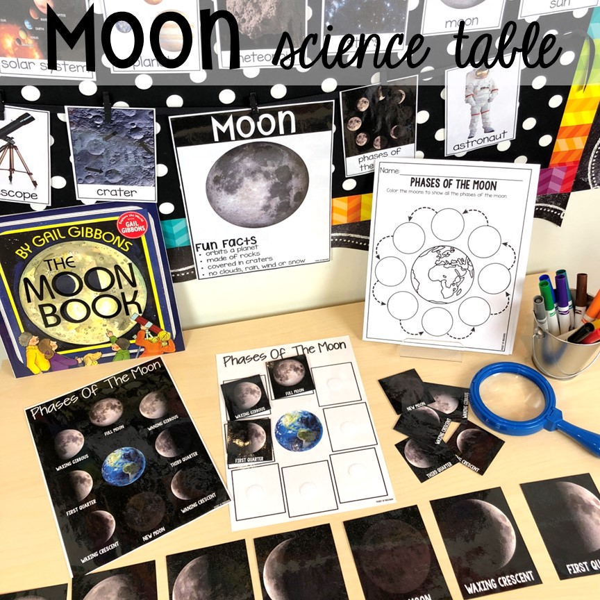 Moon science table! Get ready for the solar eclipse with these engaging ideas for your preschool, pre-k, and kindergarten classrooms.