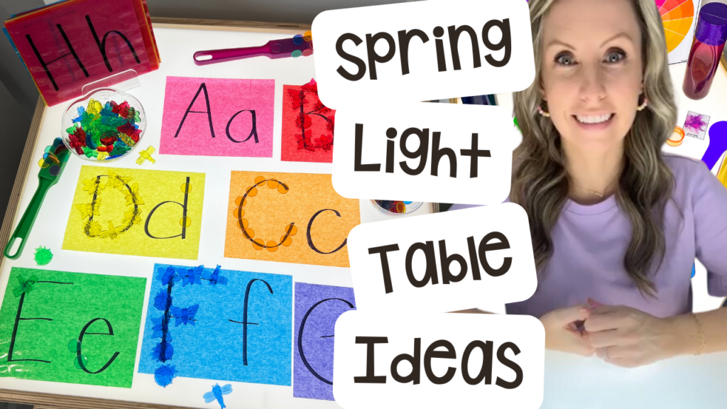 Spring light table activities for preschool, pre-k, and kindergarten students to have fun and learn at the light table.