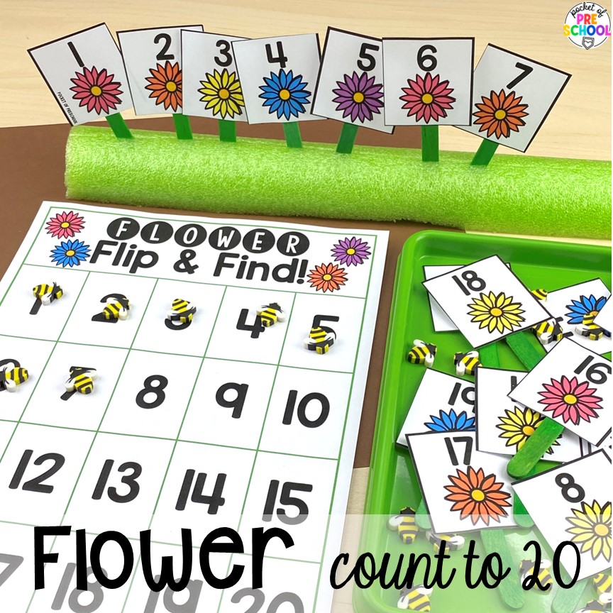Flower Count to 20! The perfect activities for a plant or spring theme for preschool, pre-k, and kindergarten students. 