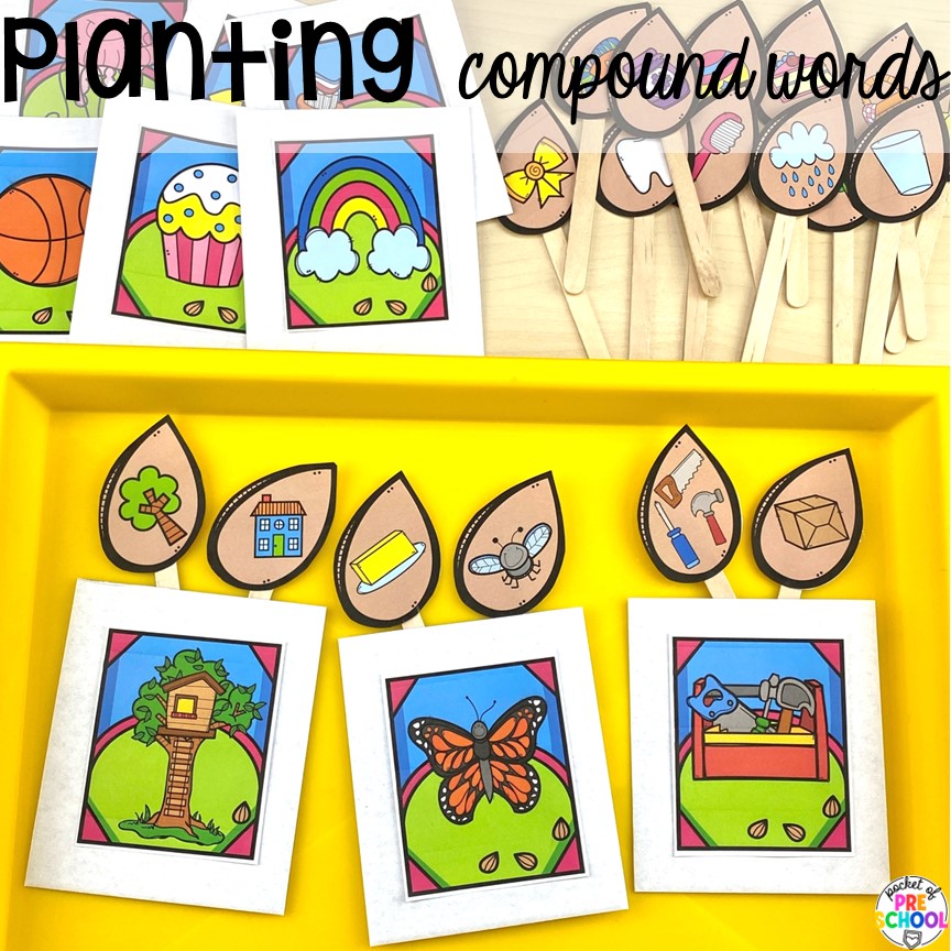 Planting Compound Words! Plant activities for pre-k, preschool, and kindergarten students to learn and grow this spring or summer. 
