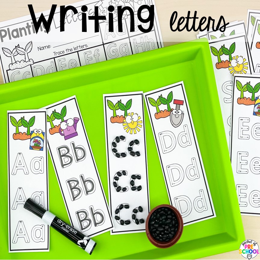 Writing Plant Letters! The perfect activities for a plant or spring theme for preschool, pre-k, and kindergarten students. 